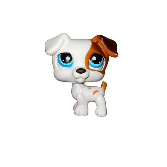 littlest pet shop # 151 white & brown jack russell terrier puppy dog blue eyes - Picture 6 of 7